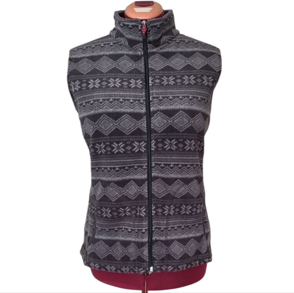 Woolrich Fleece Vest Grey Patterned With Pockets